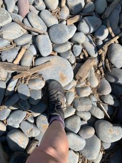 Tricky walking on the big pebbles, or are they boulders?